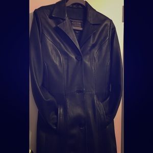 Black Leather Full Length Coat